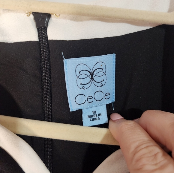 Cece Elegant Black and White Sleeveless Dress, Size 10 - Picture 3 of 7